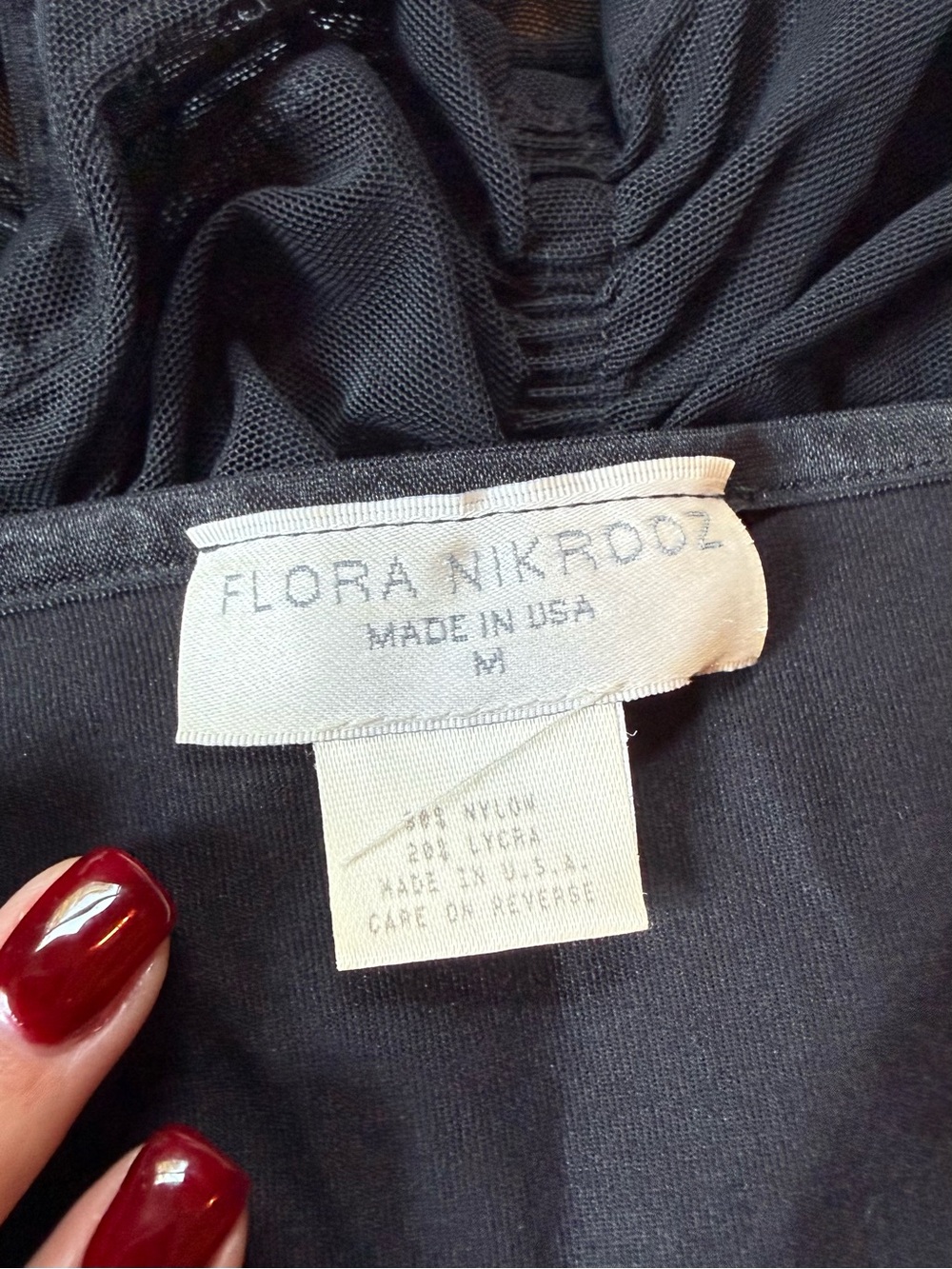 Vintage Y2K Flora Nikrooz Beaded Sheer Black Ruched Mesh Fairycore Top Size M - Picture 8 of 8